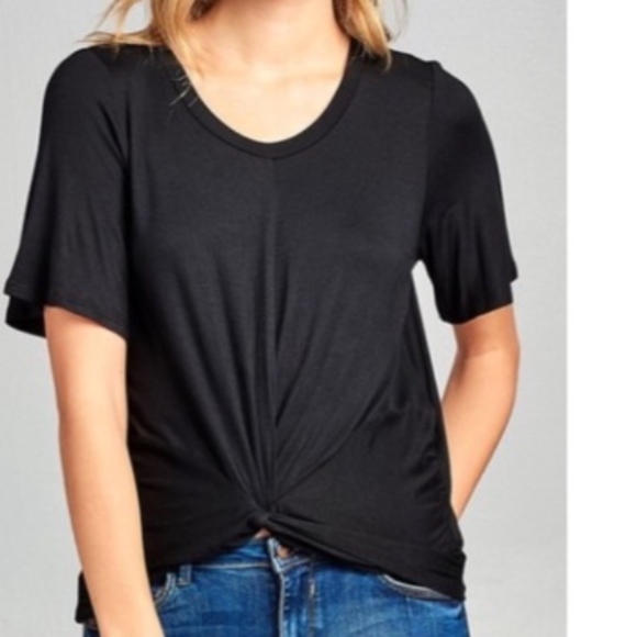 Twisted Buttery soft Twist Front Top - Black - Picture 2 of 2